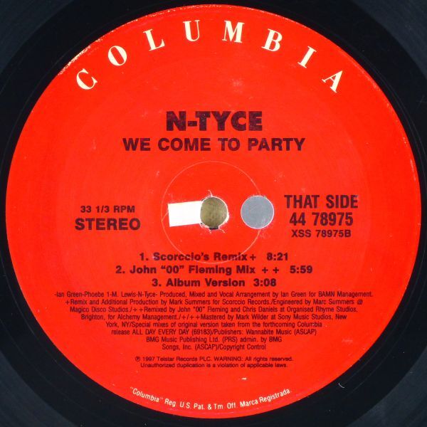 ■N-Tyce（N-タイス）｜We Come To Party ＜12' 1997年 US盤＞Blacksmith Remix, Scorccio's Remixの画像5