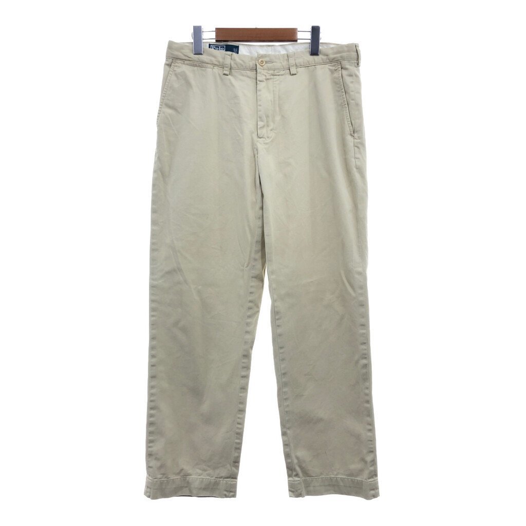 Polo by Ralph Lauren ポロ ラルフローレン PRESTON PANT ノータック コットン スラックス アイボリー (メンズ 34×32) 中古 古着 P8431