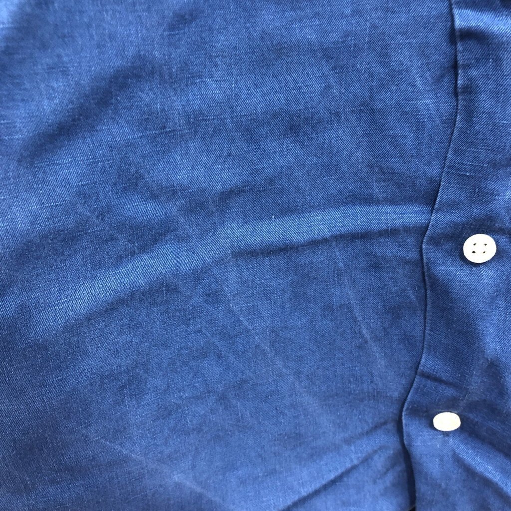 90年代 Polo by Ralph Lauren ラルフローレン リネン シルク 長袖シャツ オープンカラー ブルー (メンズ M) 中古 古着 P8415_画像3