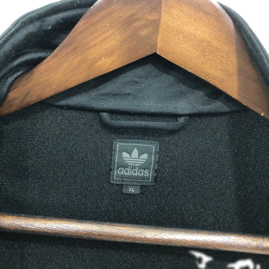 adidas アディダス ワンポイントロゴ トラック ジャケット アウター スポーツ ブラック (メンズ XL) 中古 古着 P8631_画像7
