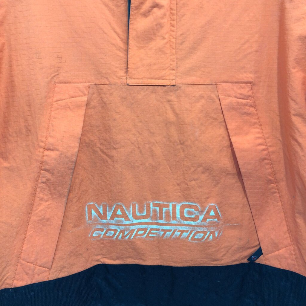 90年代 NAUTICA ノーティカ COMPETITION リップストップナイロン プルオーバー ジャケット アウター オレンジ (メンズ XL) 中古 古着 P9928_画像3