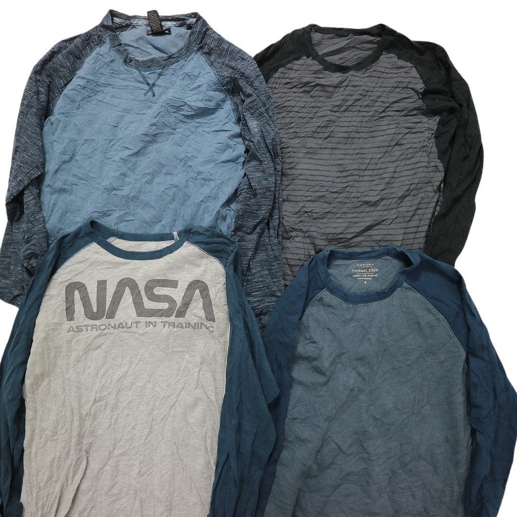 古着卸 まとめ売り ラグランスリーブ 長袖Tシャツ 16枚セット (メンズ L ) カラー系 英字ロゴプリント NASA LT5 MR7807 1円スタート_画像4