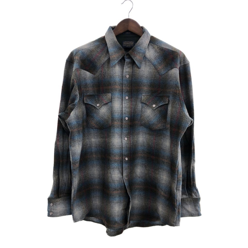 PENDLETON ペンドルトン CANYON ウエスタン長袖シャツ トップス アメカジ オンブレチェック グレー (メンズ XL) 中古 古着 P7555