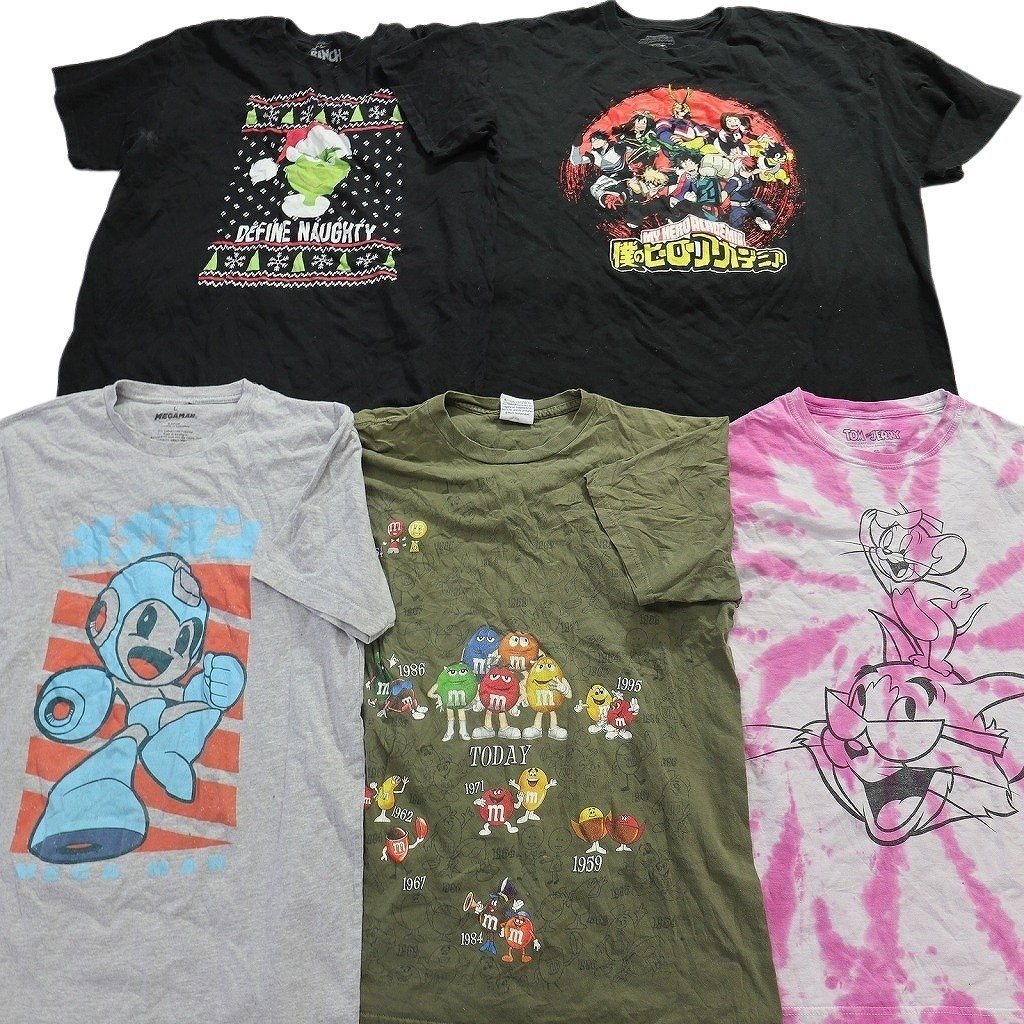 【訳あり】 古着卸 まとめ売り キャラクター 半袖Tシャツ 50枚セット (メンズ ) 僕のヒーローアカデミア グリーチー トムとジェリー W5445_画像1