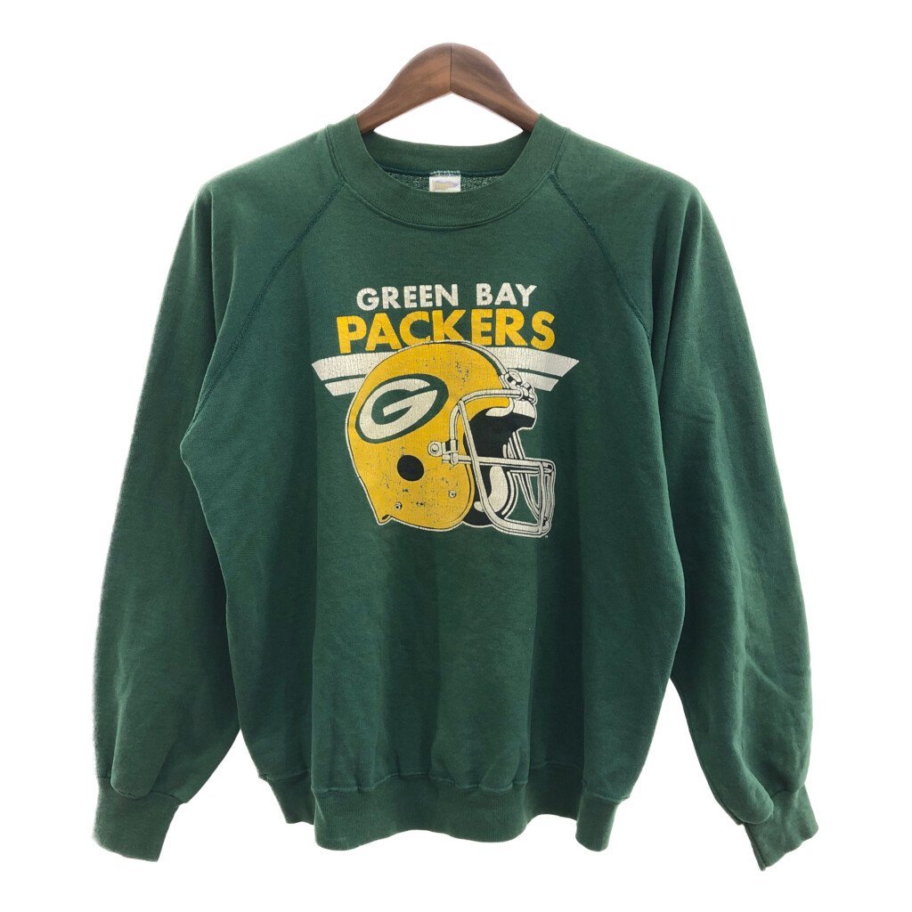 80年代 USA製 TRENCH トレンチ NFL グリーンベイ・パッカーズ スウェット プロチーム ラグランスリーブ (メンズ L) 中古 古着 Q0337