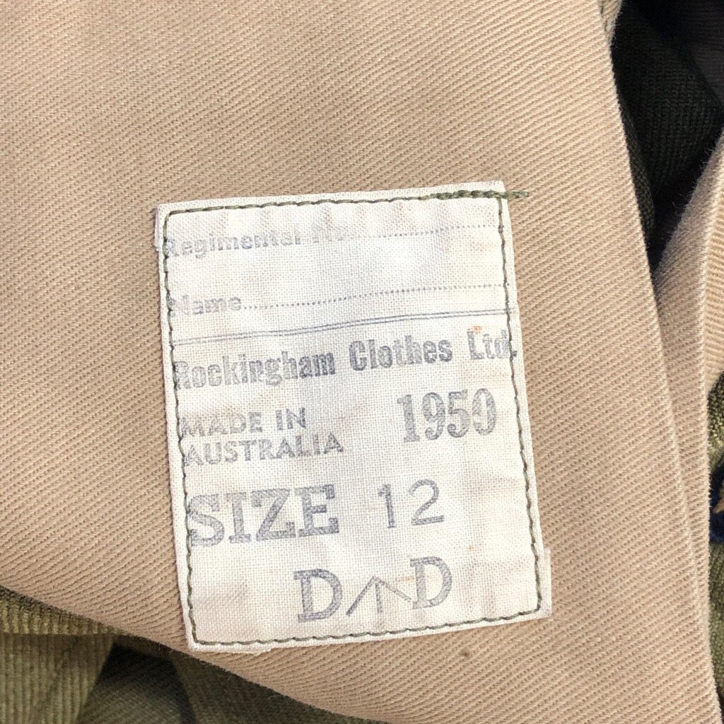 50年代 オーストラリア軍 ウール アイクジャケット ヴィンテージ ミリタリー グリーン (メンズ 12) 中古 古着 Q0250_画像8