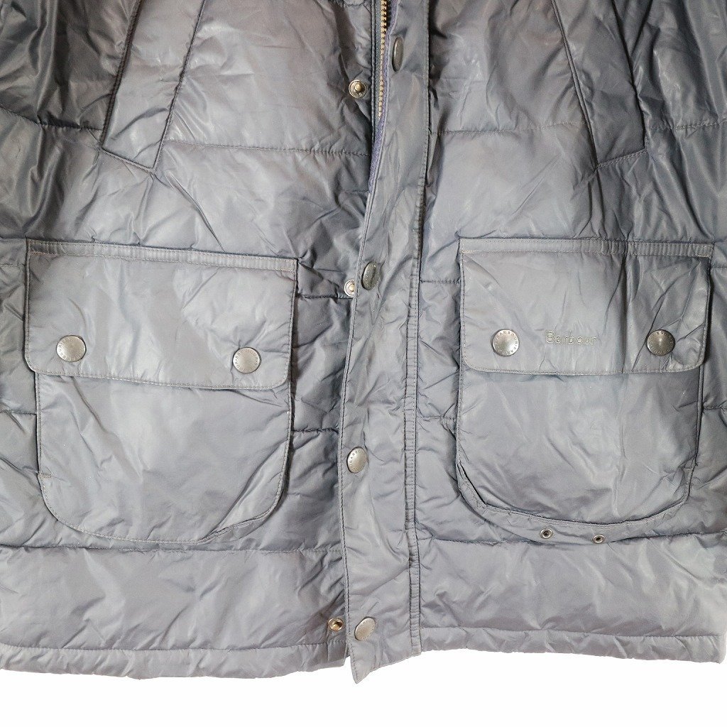 Barbour バブアー GREAT COAT ファイバーダウン キルティングジャケット スタンドカラー 防寒 ネイビー (メンズ L) 中古 古着 N5963_画像6