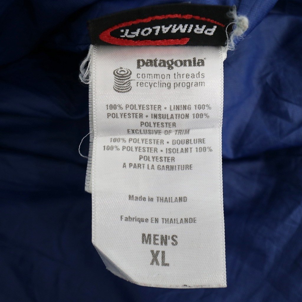 2000年代〜 patagonia パタゴニア マイクロパフジャケット PRIMALOFT 防寒 防風 アウトドア ブルー (メンズ XL) 中古 古着 N6117_画像9