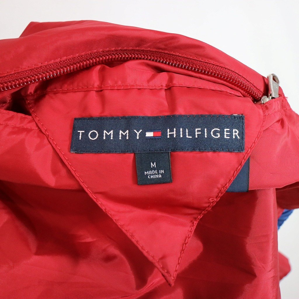 SALE/ TOMMY HILFIGER トミーヒルフィガー スイングトップ ナイロンジャケット ワンポイントロゴ フルジップ レッド (メンズ Ｍ) N7213_画像10