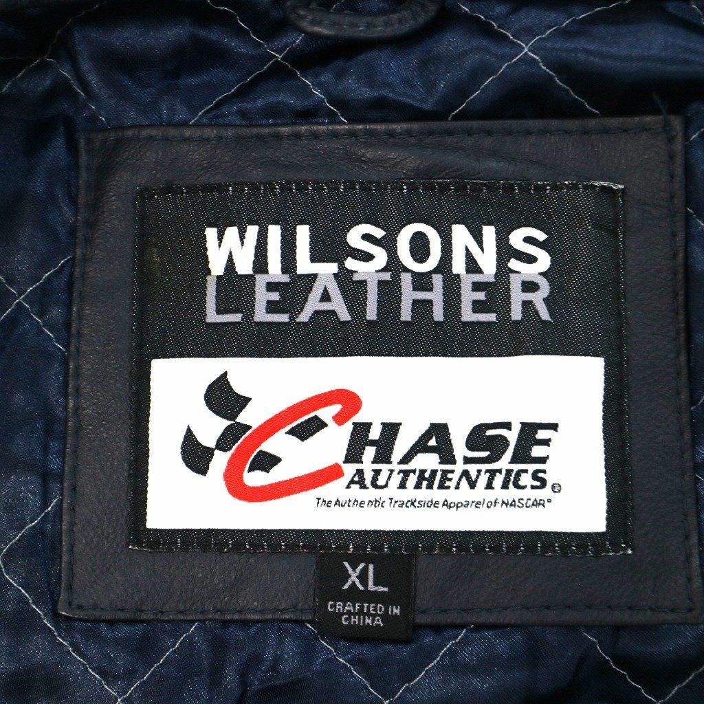 CHASE AUTHENTICS チェイス オーセンティック レザージャケット モーターサイクル バイカー 走行用 ネイビー (メンズ XL) 中古 古着 O0224_画像10