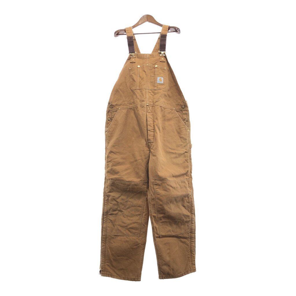 80年代 USA製 Carhartt カーハート ダック ダブルニー オーバーオール ワーク ブラウン (メンズ 48×32) 中古 古着 Q0447