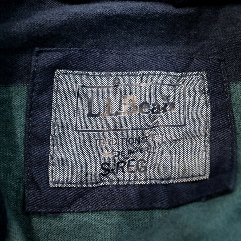 L.L.Bean エルエルビーン ハーフボタン ボーダー柄 長袖Ｔシャツ 大きいサイズ ワンポイントロゴ ブルー (メンズ S-R) O1093 中古 古着_画像8