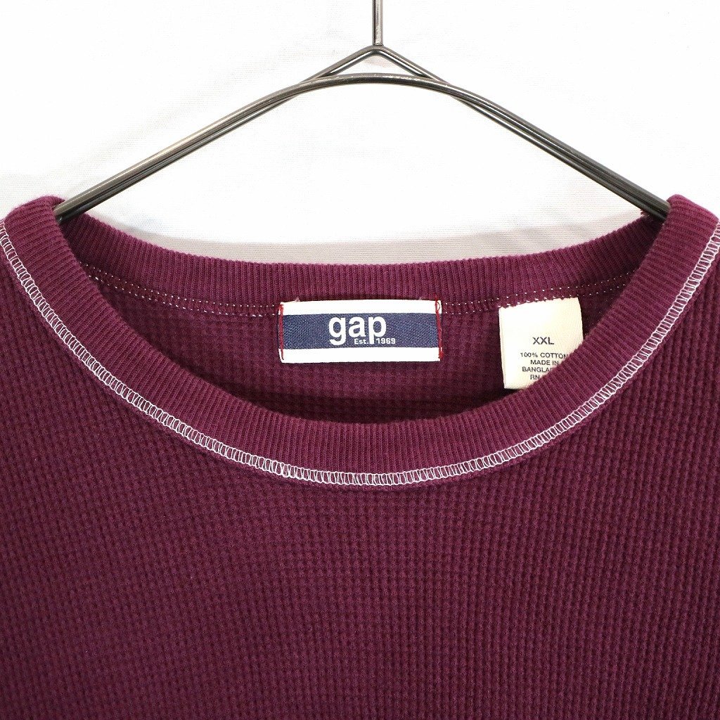 GAP ギャップ サーマル 長袖Ｔシャツ ロンT カットソー 無地 プレーン ワインレッド (メンズ XXL) O1384 中古 古着_画像5