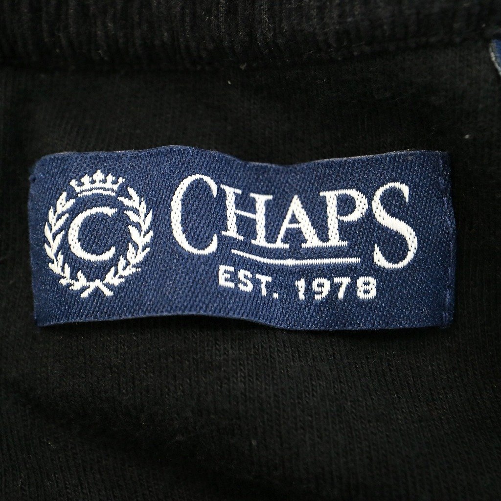 CHAPS チャップス ヘンリーネック ボーダー 長袖Ｔシャツ アメカジ ブラック (メンズ L) O1416 中古 古着の画像9