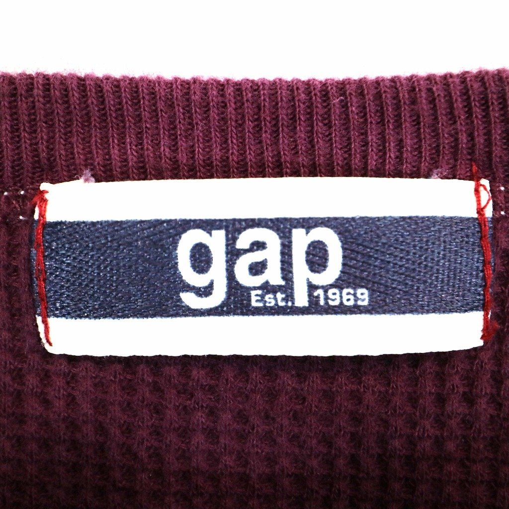 GAP ギャップ サーマル 長袖Ｔシャツ ロンT カットソー 無地 プレーン ワインレッド (メンズ XXL) O1384 中古 古着_画像8