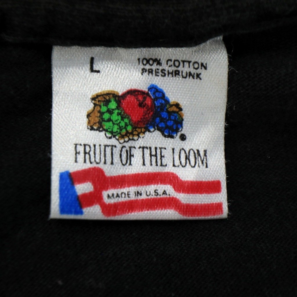 90年代 USA製 FRUIT OF THE LOOM フルーツオブザルーム カウボーイ半袖Ｔシャツ シングル 丸首 ブラック (メンズ L) O2007 中古 古着_画像9