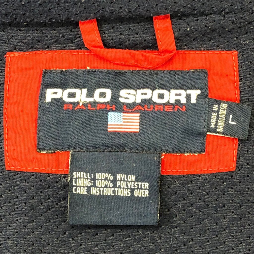 90年代 POLO SPORTS ポロスポーツ ナイロン マウンテンパーカー ジャケット スポーツ レッド (メンズ L) 中古 古着 Q0529_画像6