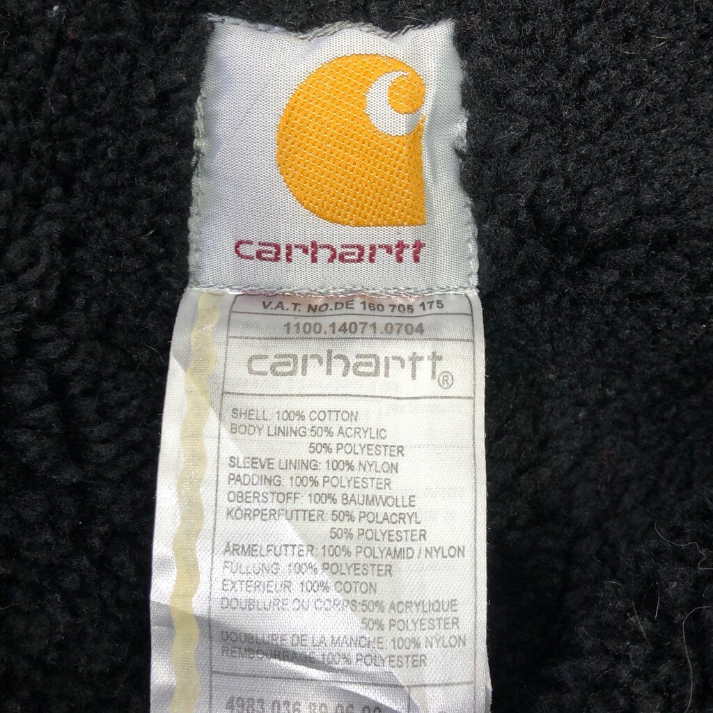 Carhartt カーハート ダック ワーク フーデッド ジャケット アウター 防寒 ブラック (メンズ S) P4737 1円スタート_画像8