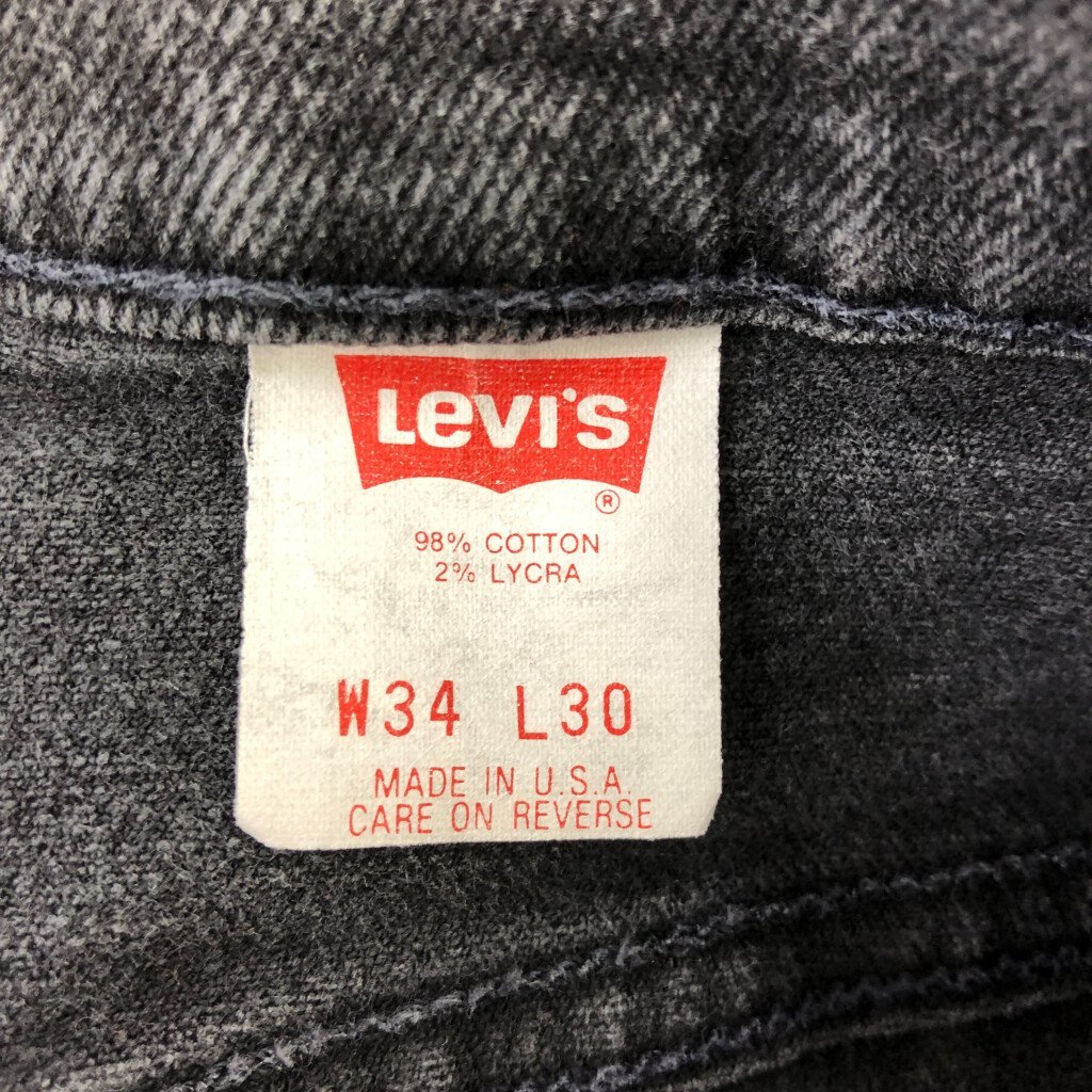 90年代 USA製 Levi's リーバイス 40517-3660 デニムパンツ ブラック (メンズ W34 L30) 中古 古着 Q0884_画像5