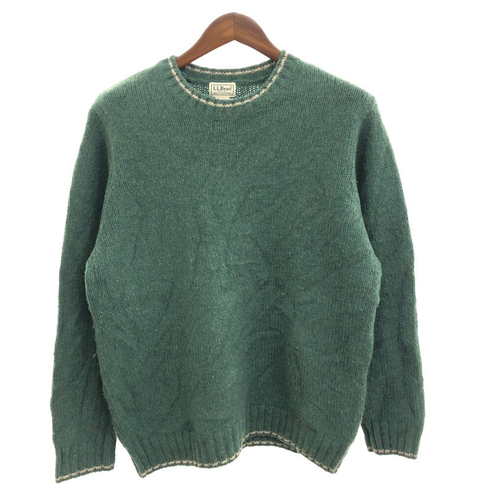 2024高い素材 (メンズ グリーン アウトドア セーター ウール エルエルビーン L.L.Bean L-REG) Q0903 古着 中古 男性用