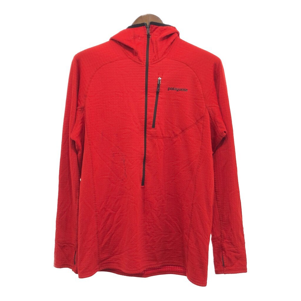 patagonia パタゴニア R1 フーディー POLARTEC ポーラテック フリースジャケット アウトドア キャンプ レッド (メンズ L) 中古 古着 P7756_画像1