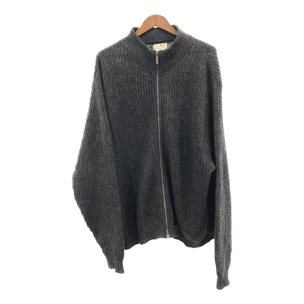 当店だけの限定モデル フルジップ エルエルビーン L.L.Bean USA製 90年代 【B品】 ドライバーズニット Q1275 古着 中古 XL-LONG) (メンズ グレー セーター 男性用