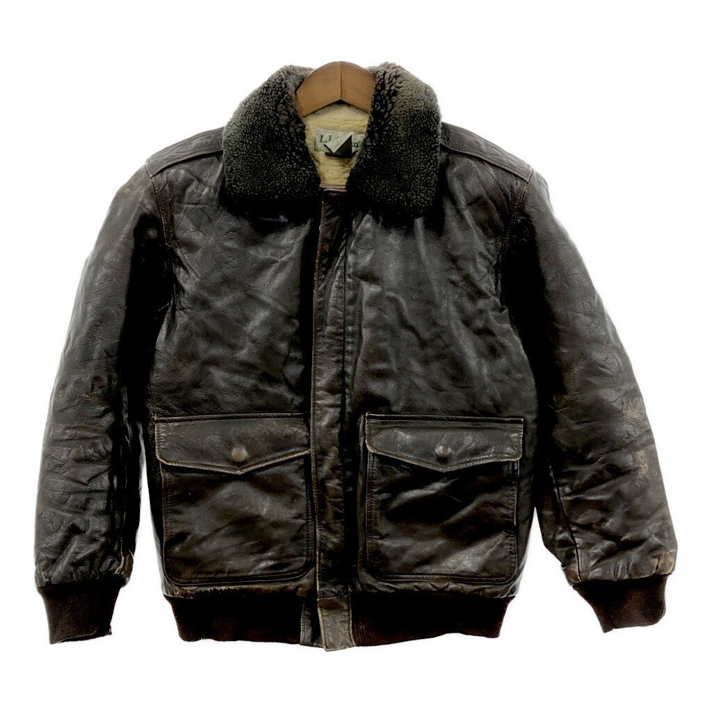 品揃え豊富で L.L.Bean USA製 70年代 エルエルビーン P2453 S) (メンズ ダークブラウン ミリタリー アウトドア レザージャケット G-1 男性用
