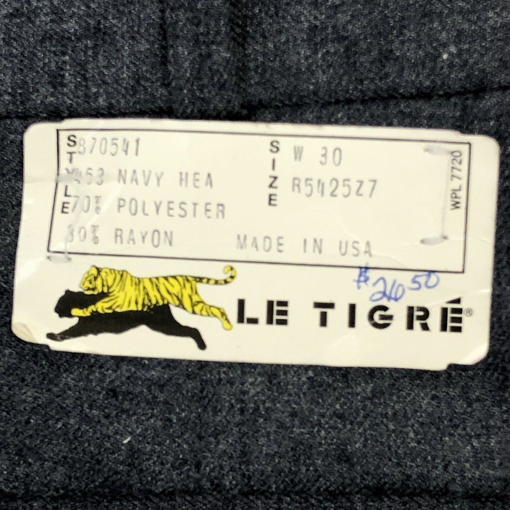 SALE/// デッドストック 新品タグ付き 90年代 USA製 LE TIGRE スラックス パンツ 2タック グレー (メンズ Ｗ30) P0239_画像6