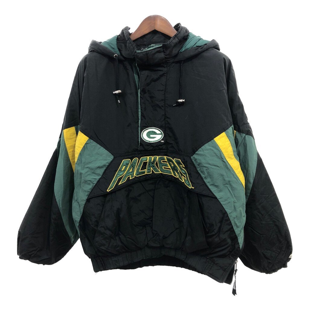 90年代 STARTER スターター NFL グリーンベイ・パッカーズ 中綿ナイロン ジャケット プロチーム グリーン (メンズ XL) 中古 古着 P9309_画像1