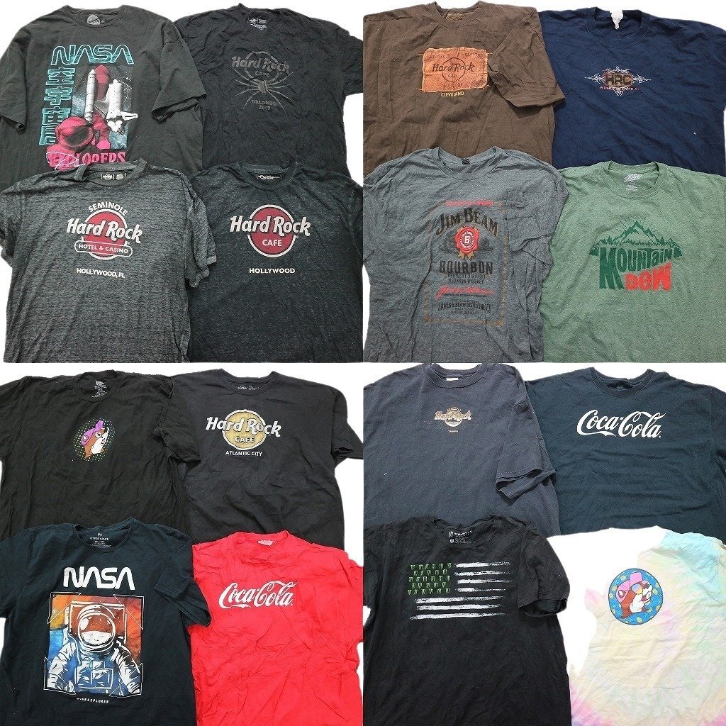 古着卸 まとめ売り 有名企業 半袖Tシャツ 16枚セット (メンズ 2XL /3XL ) NASA コーラ バッキーズ MS0043