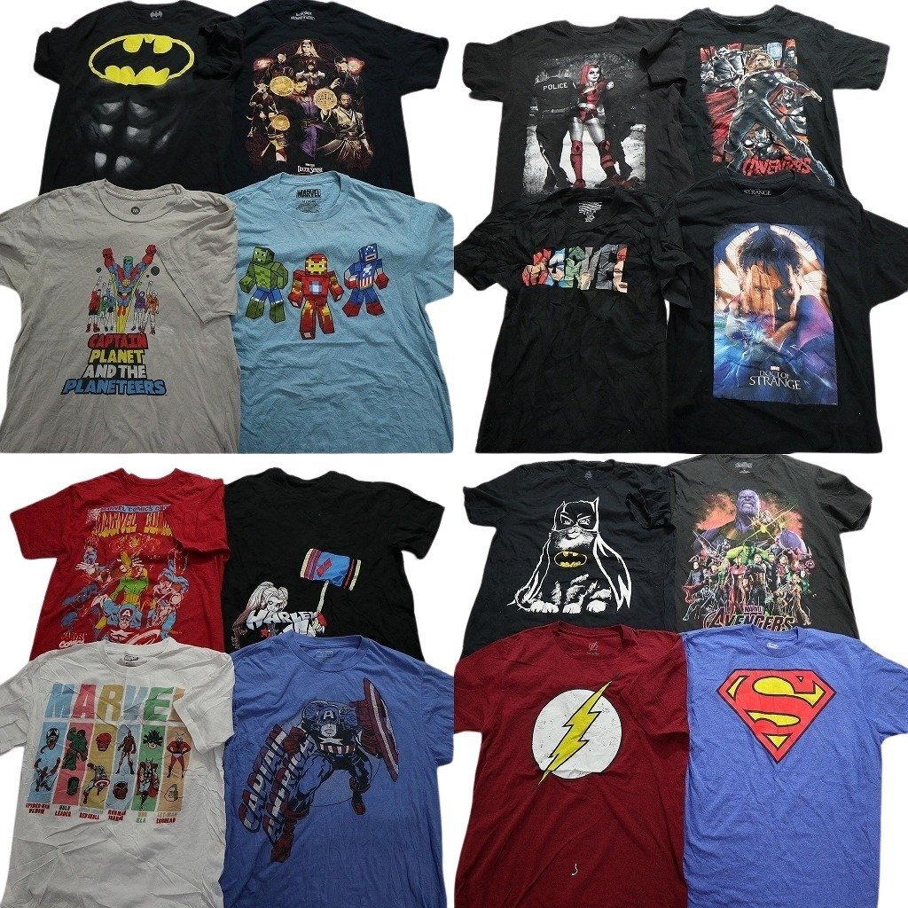 古着卸 まとめ売り マーベル DCコミック 半袖Tシャツ 16枚セット (メンズ M ) キャプテンアメリカ バットマン MS0117