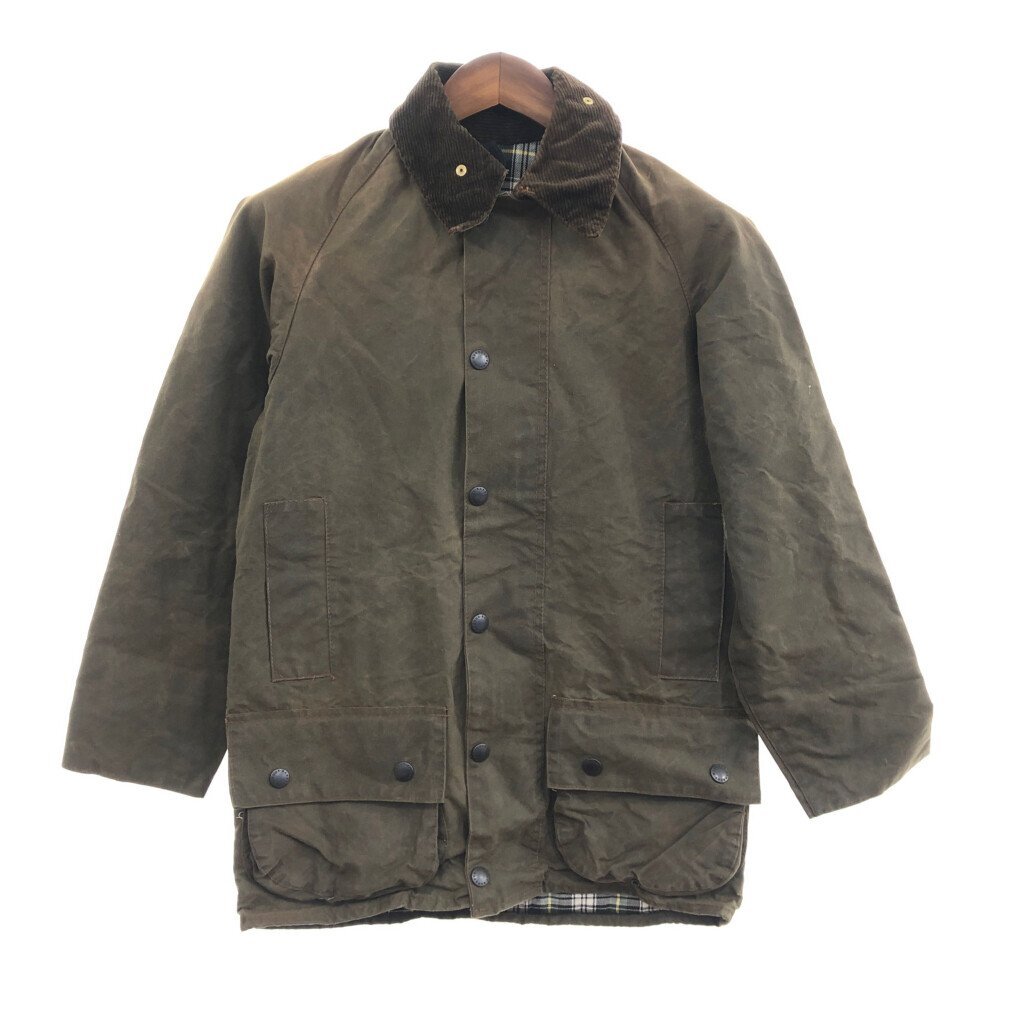 80年代 イングランド製 Barbour バブアー MOORLAND オイルドジャケット カーキ (メンズ C34) 中古 古着 Q0841_画像1