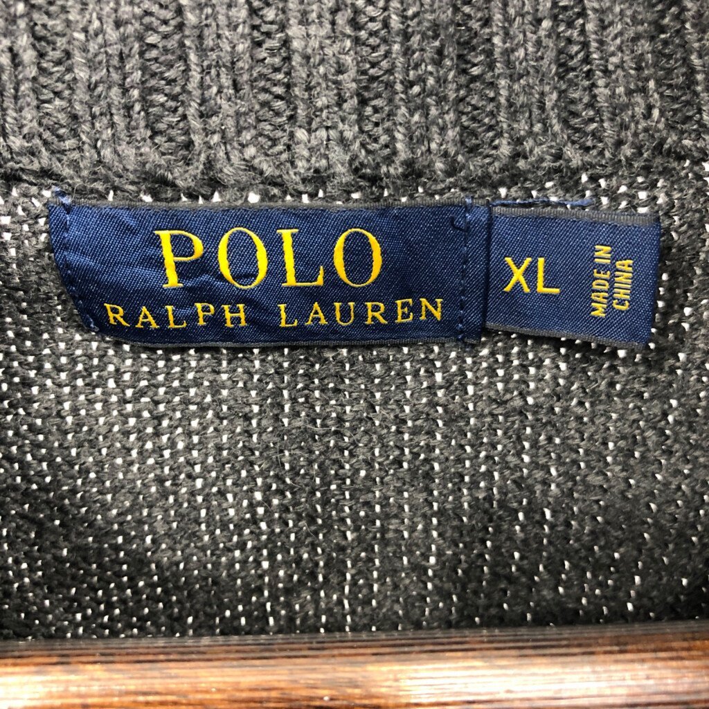 Polo by Ralph Lauren ポロ ラルフローレン ハイネック セーター ハーフジップ ワンポイントロゴ グレー (メンズ XL) 中古 古着 Q1537_画像6