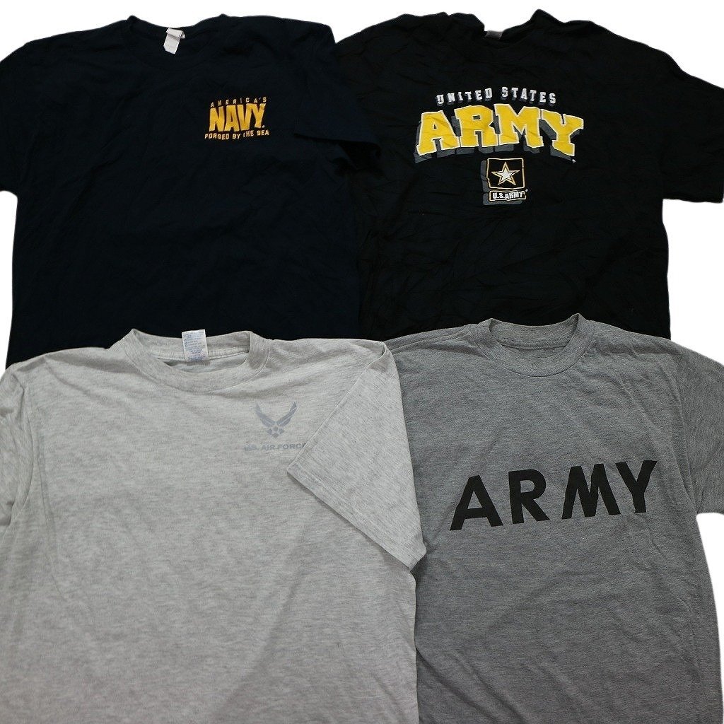 古着卸 まとめ売り ミリタリー 半袖Tシャツ 16枚セット (メンズ Ｌ /XL ) プリント ARMY ブラック グレー カラー系 MS0571_画像3