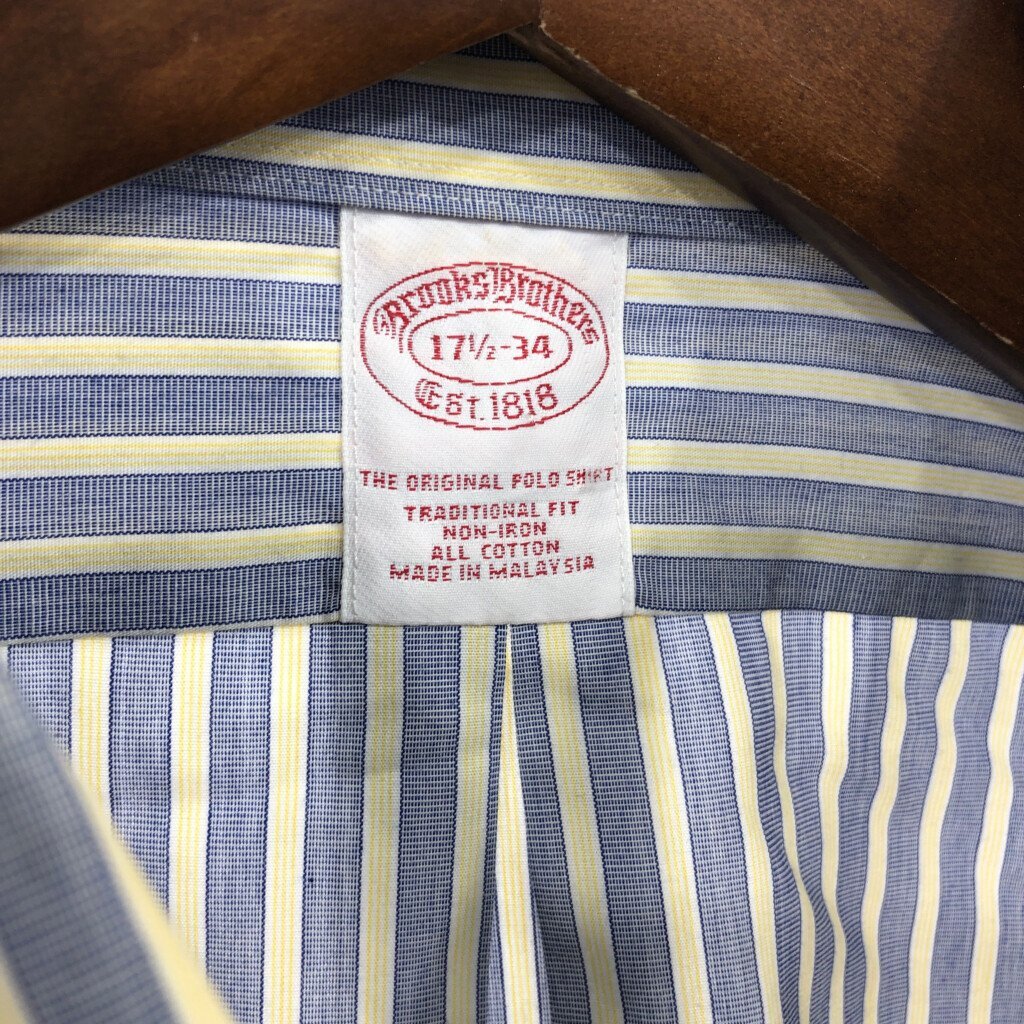 Brooks Brothers ブルックスブラザーズ ボタンダウン 長袖シャツ ストライプ ブルー (メンズ 17 1/2) 中古 古着 Q1970_画像4