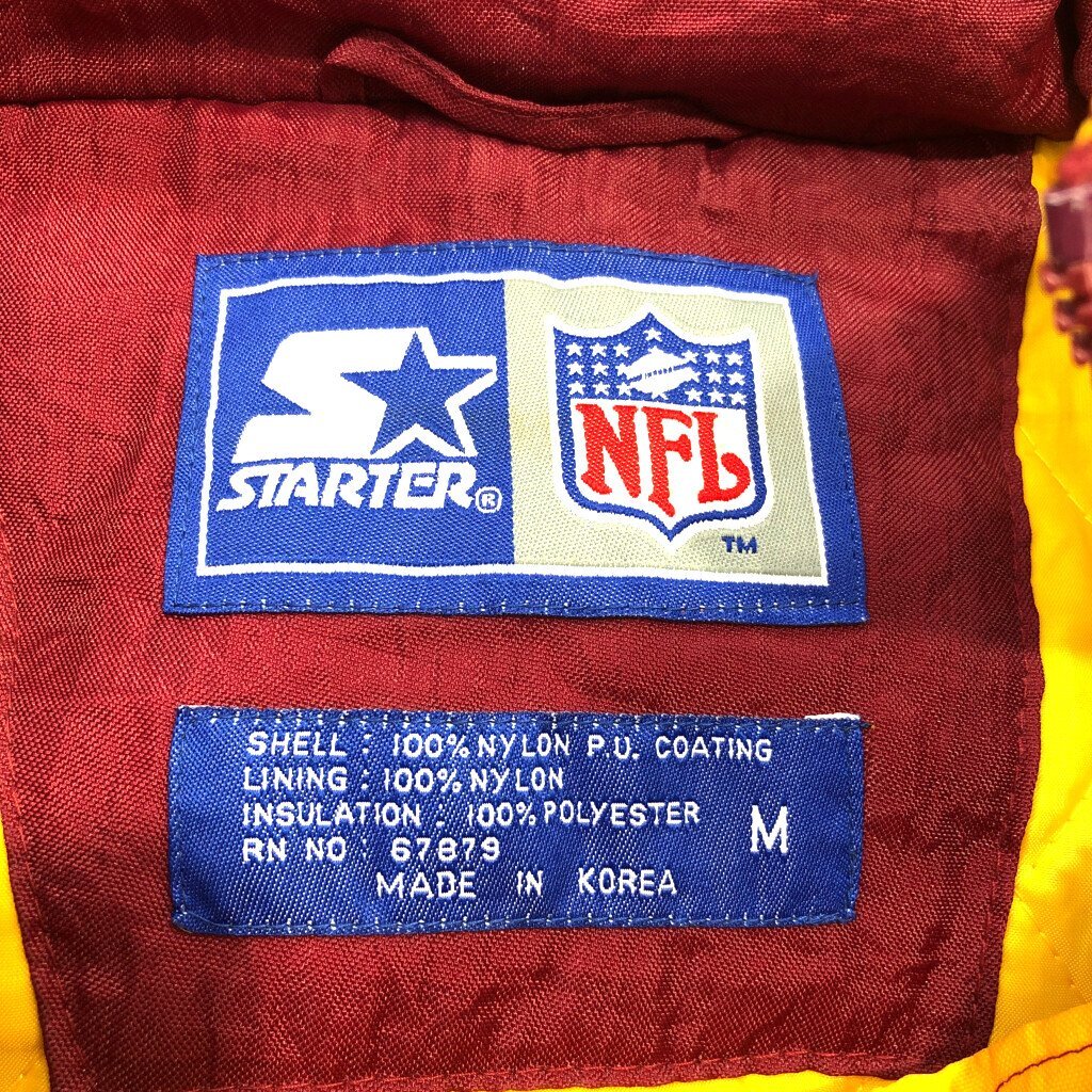 STARTER スターター NFL ワシントン レッドスキンズ ナイロン 中綿入りプルオーバー ジャケット アメカジ ワインレッド (メンズ M) 中古の画像6