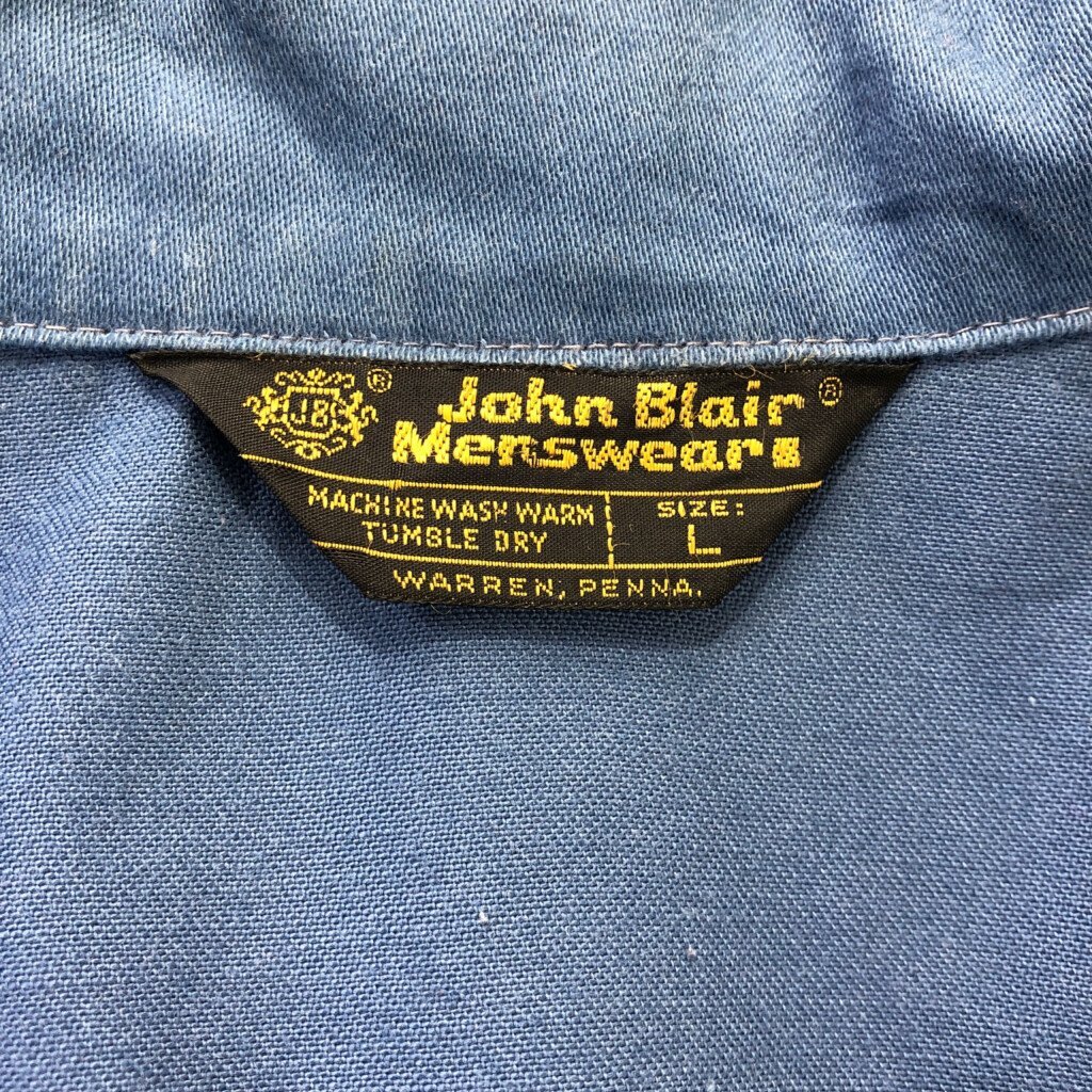 70年代 John Blair Menswear ウエスタンシャツ アメカジ ヴィンテージ オープンカラー ブルー (メンズ L) 中古 古着 Q2001_画像7