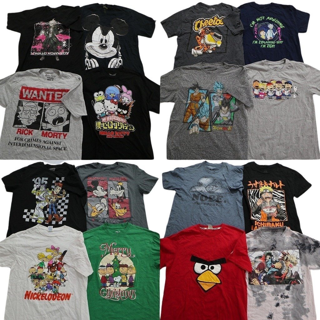 古着卸 まとめ キャラクター 半袖Tシャツ 16枚 (メンズ M /Ｌ ) ディズニー スヌーピー トイストーリー ドラゴンボール ジャンプ MS0621_画像1