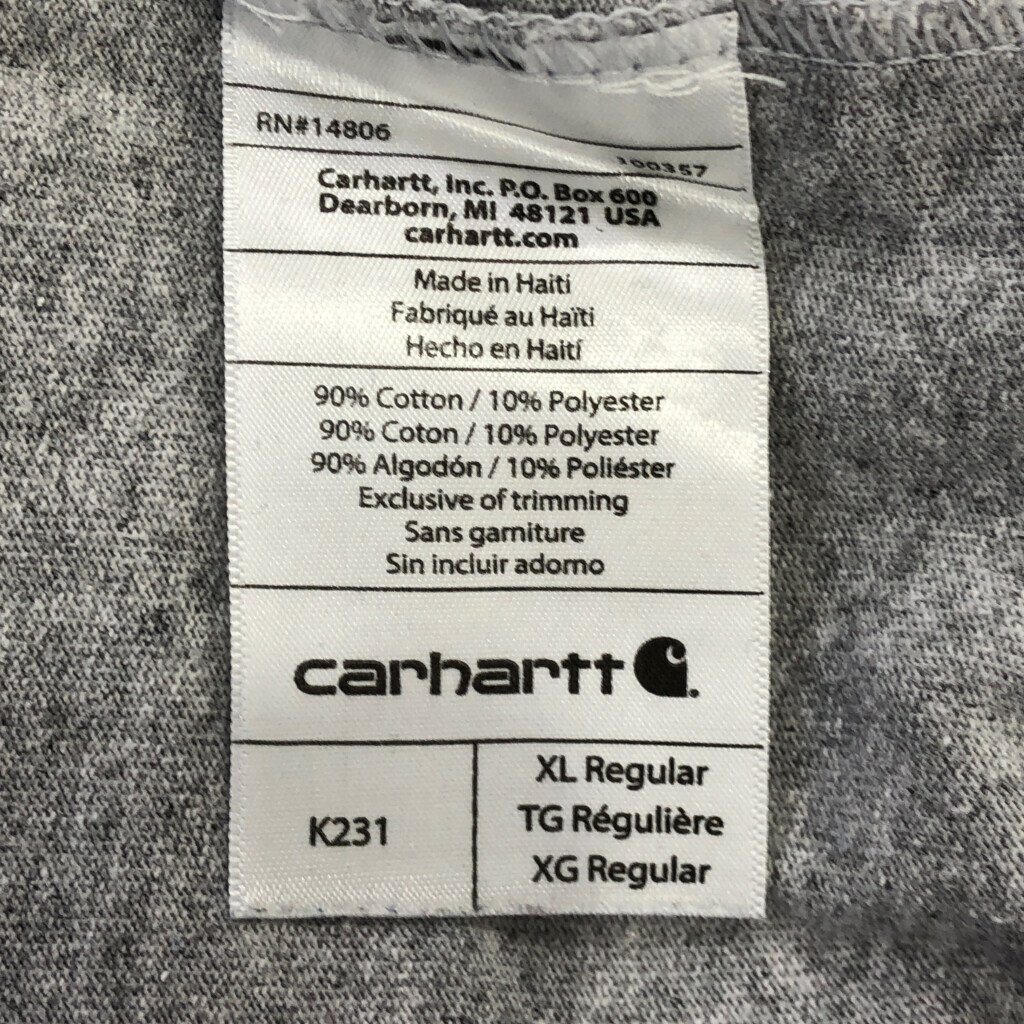 Carhartt カーハート ロゴ 袖プリント 長袖Ｔシャツ ワーク グレー (メンズ XL) 中古 古着 Q2296_画像5