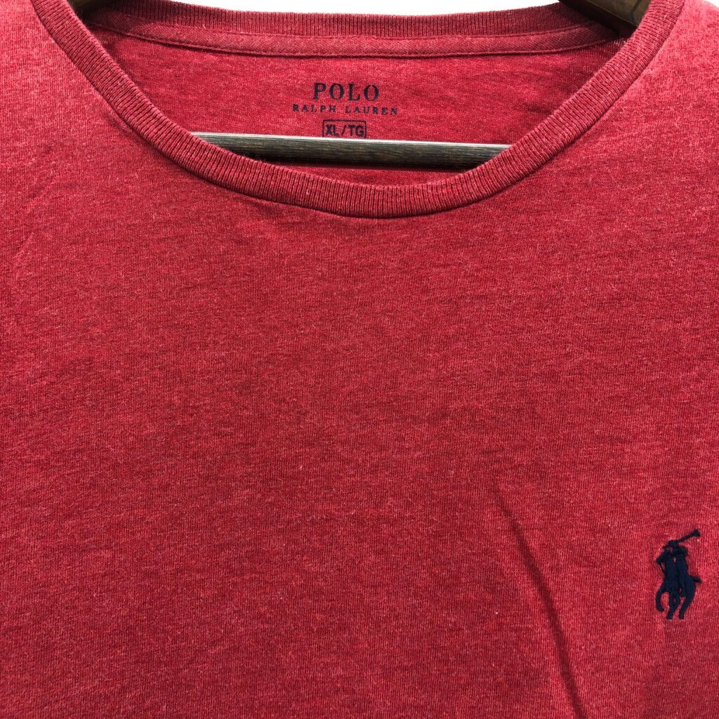 Polo by Ralph Lauren ポロ ラルフローレン 長袖Ｔシャツ ワンポイントロゴ レッド (メンズ XL) 中古 古着 Q2298_画像3