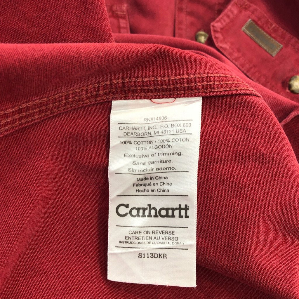 Carhartt カーハート コットン ワークシャツ レッド (メンズ M) 中古 古着 Q2324_画像4