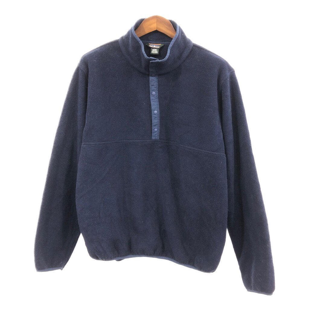 円高還元 L.L.Bean エルエルビーン Q2487 古着 中古 S) (メンズ ネイビー アウトドア フリースジャケット プルオーバー スナップ 男性用