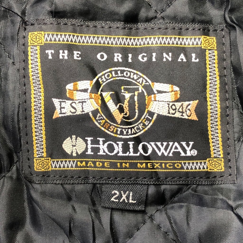 80年代 HOLLOWAY ホロウェイ ウール ヴァーシティジャケット アメカジ 大きいサイズ ネイビー (メンズ 2XL) 中古 古着 P9049_画像9