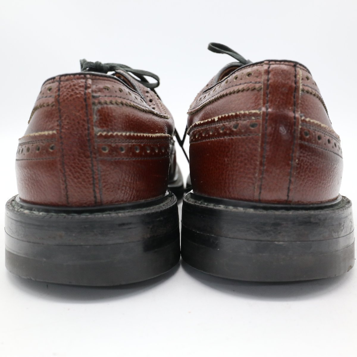 SALE/// Stacy Adams 外羽根式 ロングウィングチップ 本革 革靴 レザーシューズ レザーソール ブラウン ( メンズ 8 D ≒ 26cm ) KA0084_画像4