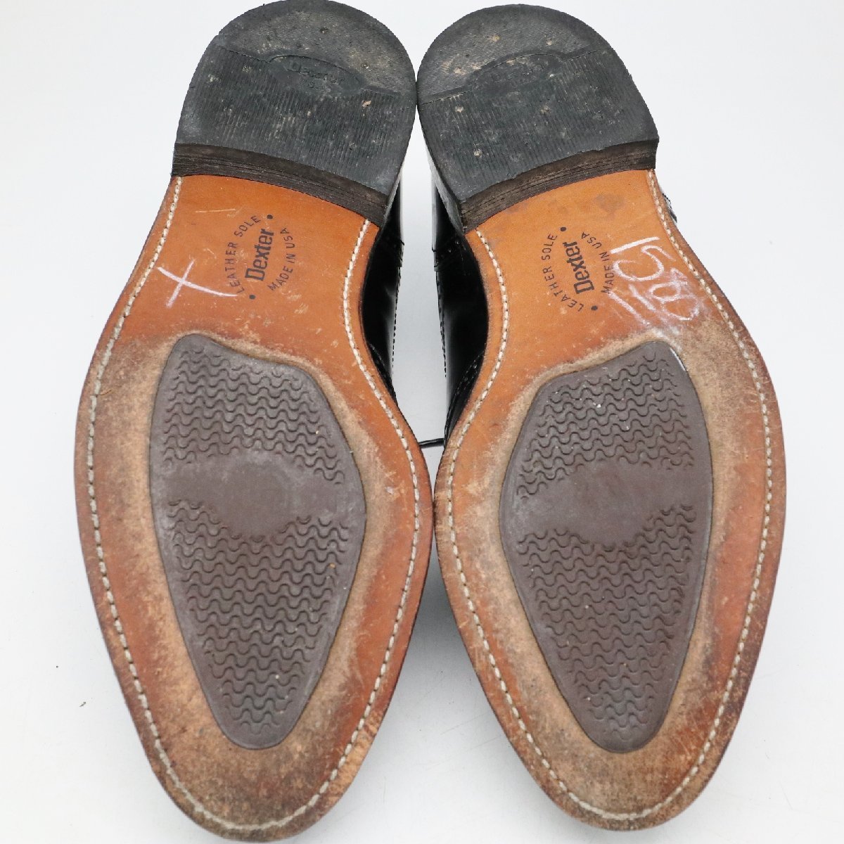 SALE/// USA製 Dexter 内羽根式 ウィングチップ 本革 レザー 革靴 レザーシューズ 通勤 ブラック ( メンズ 9M ≒ 27cm ) KA0118の画像5