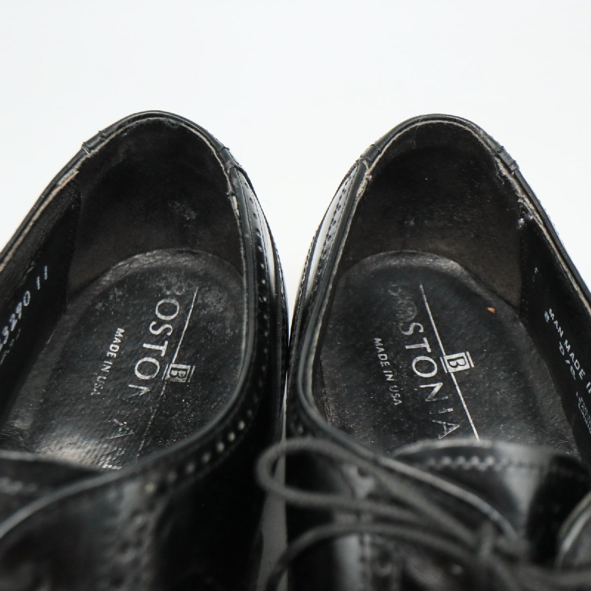 SALE/// USA製 BOSTONIAN 内羽根式 ウィングチップ レザー 革靴 レザーシューズ ブラック ( メンズ 8 D/B ≒ 26cm ) KA0195_画像8
