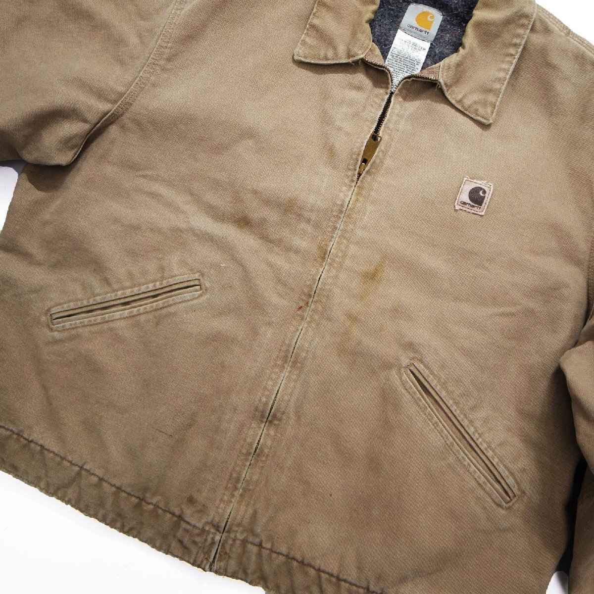 90年代 USA製 Carhartt カーハート デトロイト ジャケット ワーク ベージュ (メンズ XL) 中古 古着 P2181_画像3