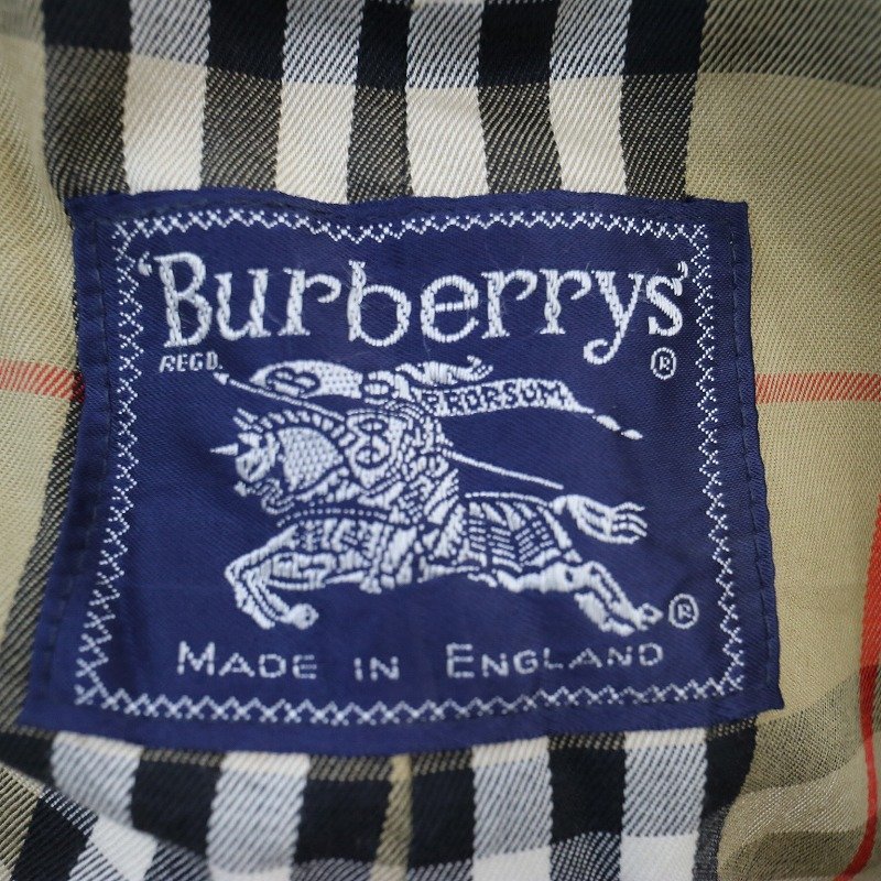 80年代 イングランド製 Burberrys' バーバリーズ トレンチコート アウター 総裏地 チェック 防寒 ベージュ (メンズ 54) 中古 古着 N6954_画像9