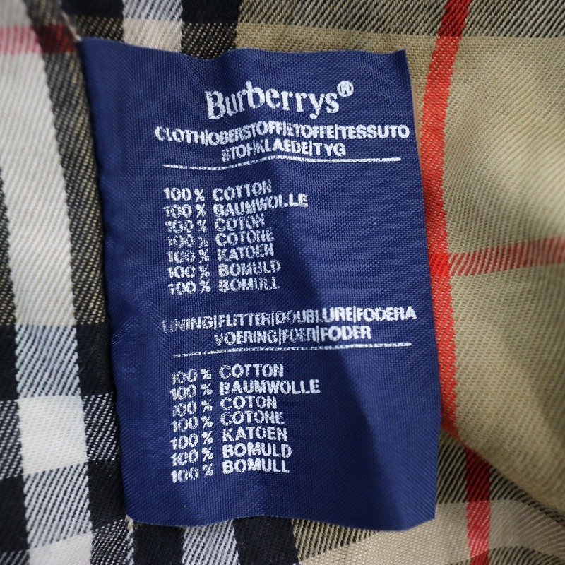 80年代 イングランド製 Burberrys' バーバリーズ トレンチコート アウター 総裏地 チェック 防寒 ベージュ (メンズ 54) 中古 古着 N6954_画像10