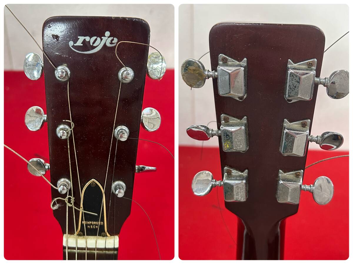 M-5904 【同梱不可】980円～ 現状品 ZEN-ON folk guitar roje 170 アコースティックギター ギター 弦楽器 楽器 ケース付き の画像7